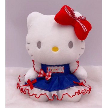 4in Sitting Hello Kitty Keychain – Plaid Denim