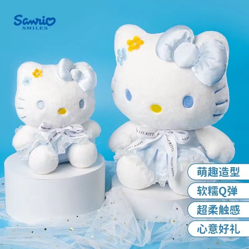 Hello Kitty Blue Bowtie Pearl Flower