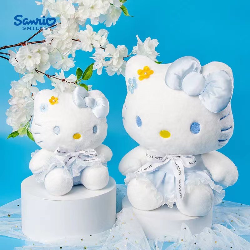 Hello Kitty Blue Bowtie Pearl Flower