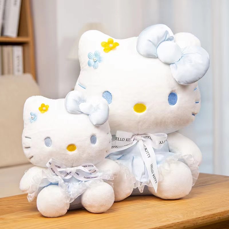 Hello Kitty Blue Bowtie Pearl Flower